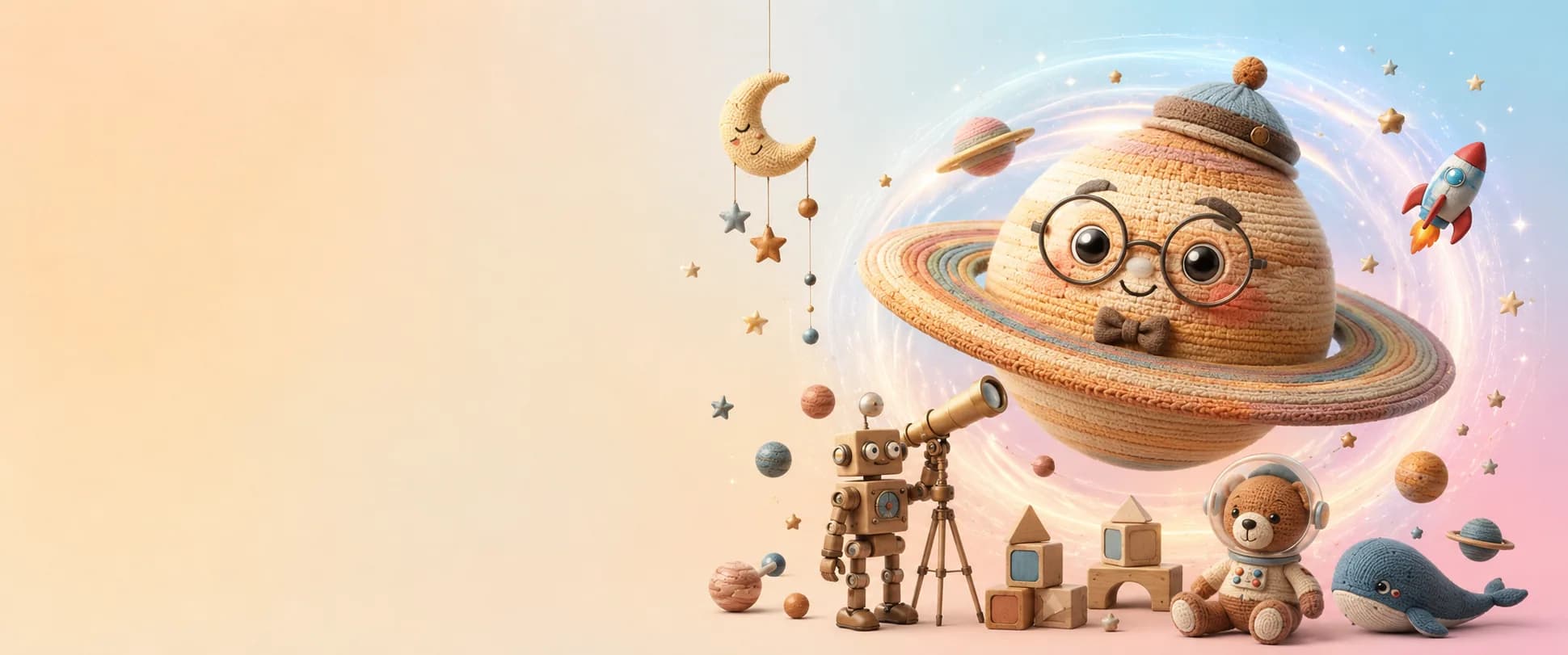 Gezegen Oyuncak — örgü gezegenler, ahşap robot ve oyuncak dünyası